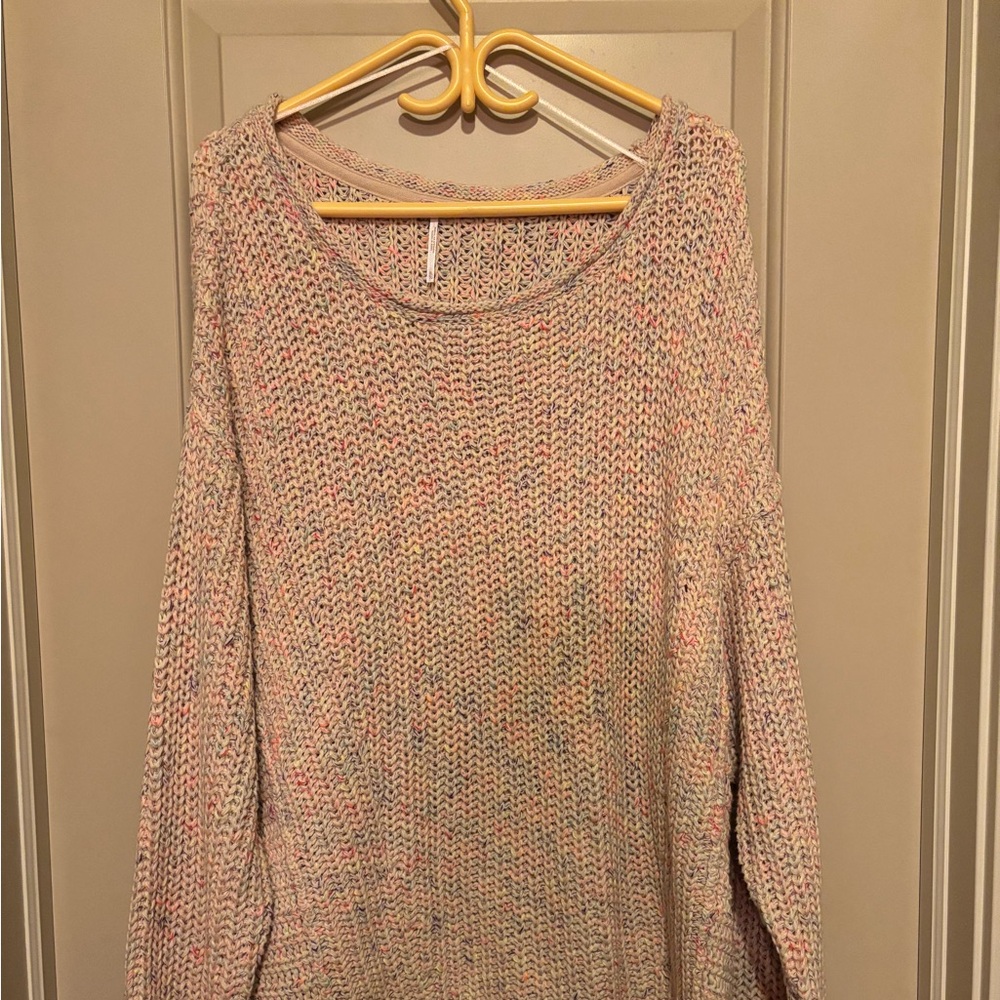 Free People Scoop Neck Multicolor Speckled Knit Sweater